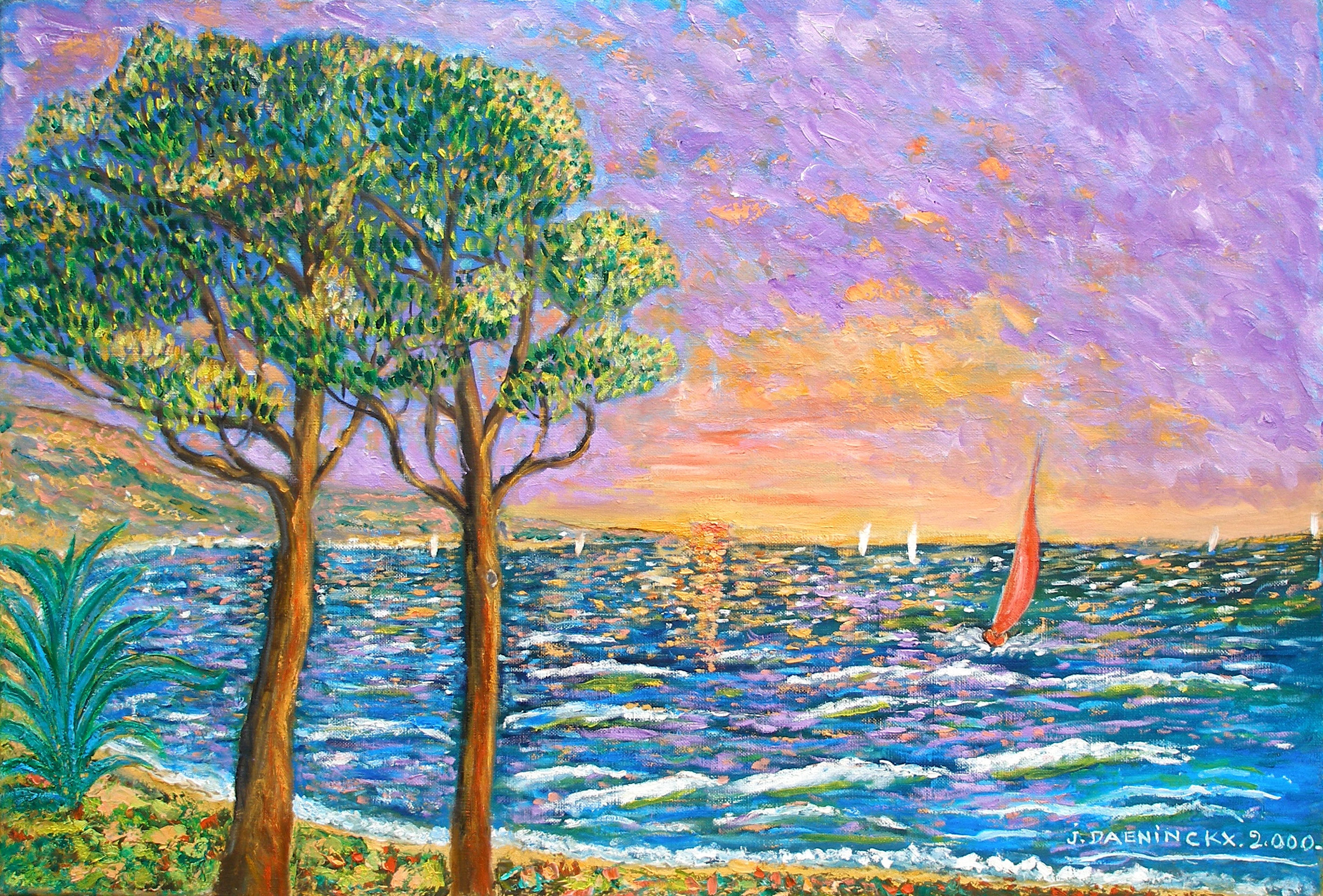 Soleil couchant 2 arbres